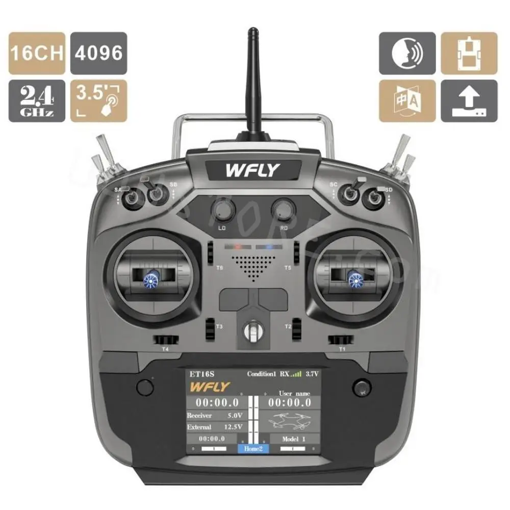 

WFLY ET16S 16 Channel RC Radio Tranmitter Hall Gimbals FPV Remote Controller RF209S RX TBS CRSF RC FPV Drone Radio Long Range