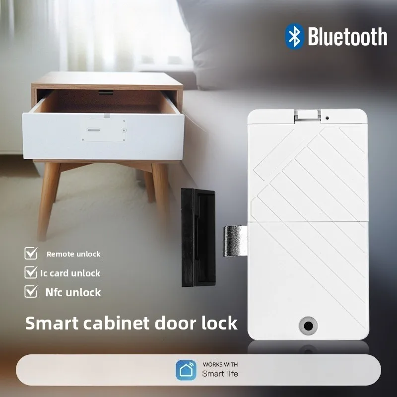 Фото Умный Bluetooth-замок с NFC и ID-картой: удаленное открытие для прикроватных тумбочек, шкафчиков и ящиков №2