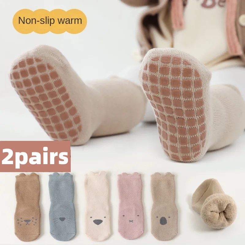

Осенне-зимние махровые утепленные нескользящие носки для детей от 0 до 5 лет, 2 пары (4 шт.)