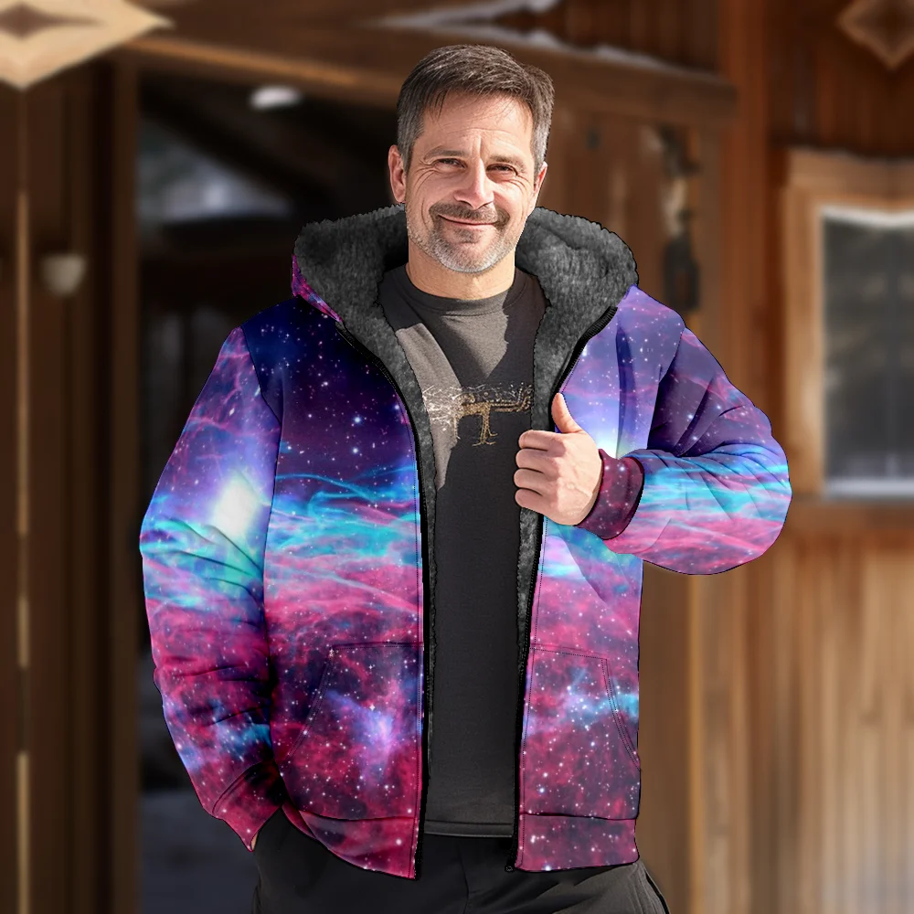 Мужские зимние куртки пальто хлопковая одежда со звездным небом стильное