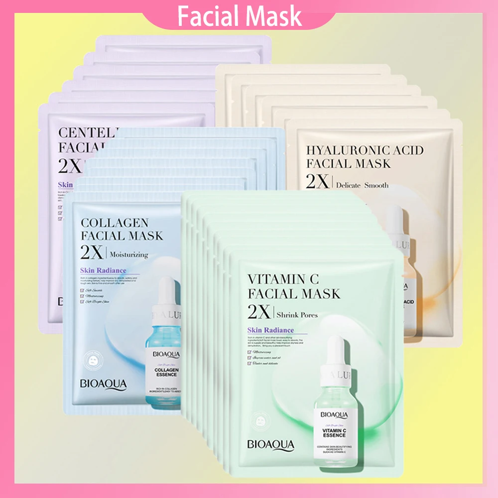 

10pcs Facial Mask Sheet Shrink Pores Hydrating Moisturizing Oil-Control Brighten Replenishment Whitening Face Beauty Skin Care
