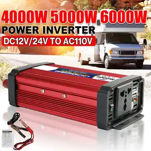 4000W 5000W 6000W Modified Sine Wave Inverter DC 12V/24V To AC 110V/220V Voltage Transformer Power Converter USB Solar Inverter