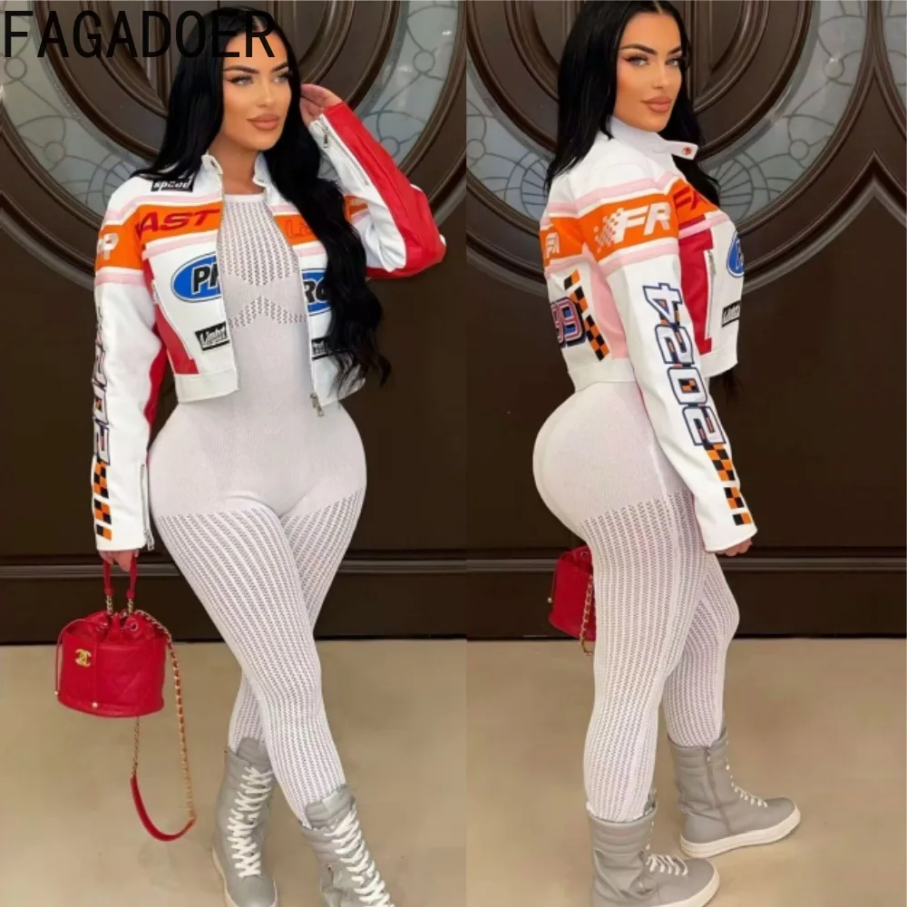 FAGADOER осень-зима новая модная укороченная куртка женская панк-готическая мото с