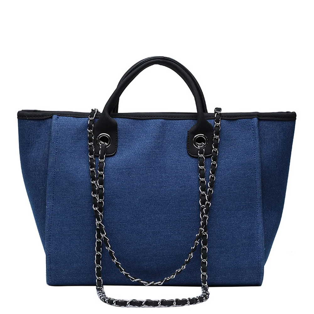 

Женская сумка-тоут, модная холщовая большая сумка с цепочками, сумки на плечо, женская большая женская сумка