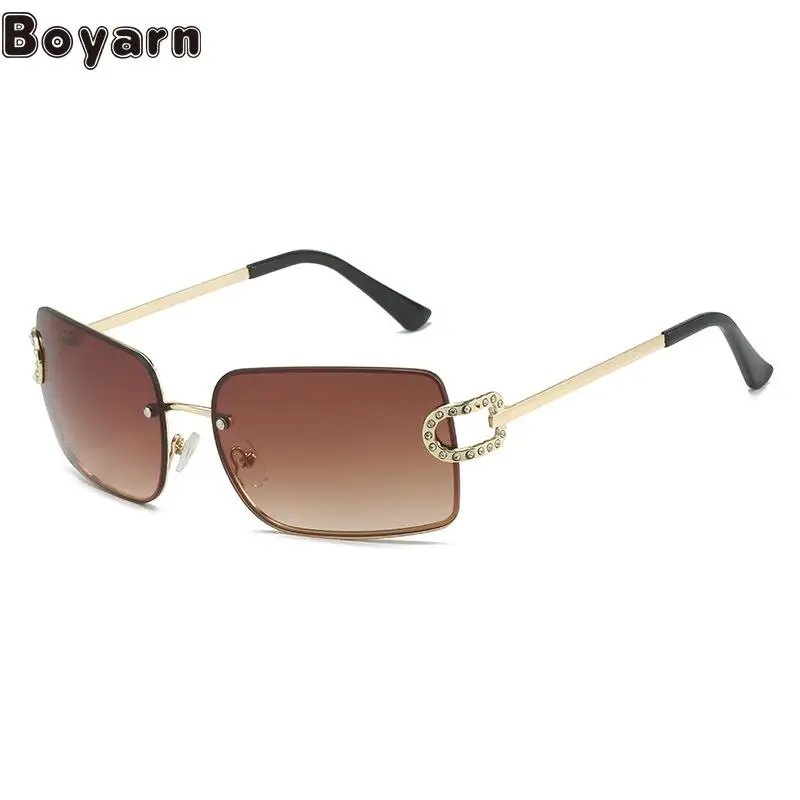 

Новинка 2022, солнцезащитные очки без оправы через границу, Лидер продаж на Amazon, квадратные алмазные очки, индивидуальные солнцезащитные очки Y2k