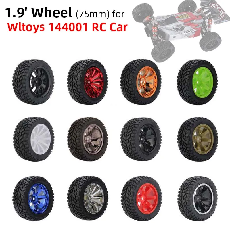 4PCS Off Road Tire RC 75mm Wheel Buggy for Wltoys 144001 124018 124019 MN99S MN90 MN86 HSP HPI 1/10 1/14 1/16 Car Upgrade Part