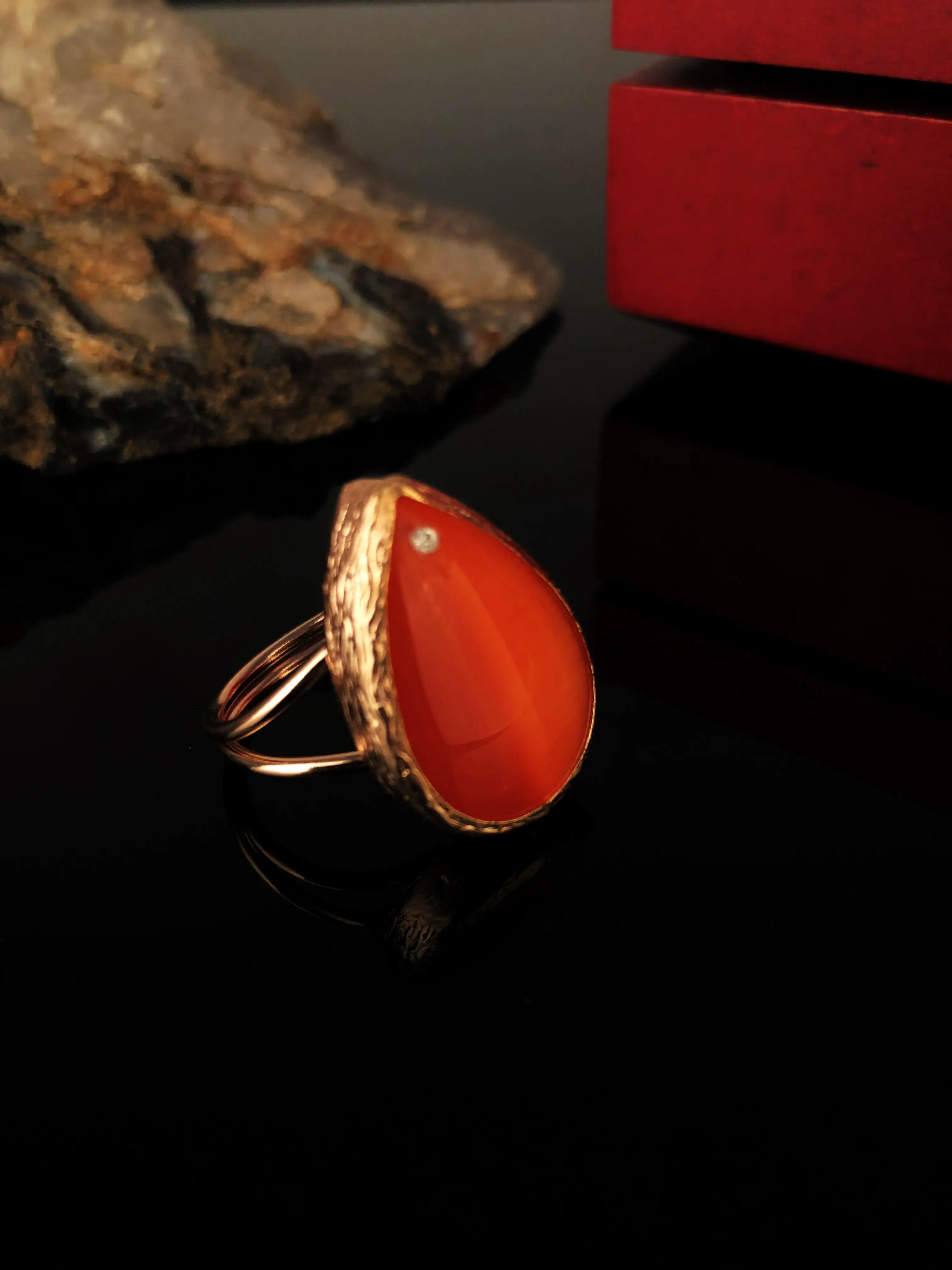 

Natural stone Women 'S Cat 'S Eye Stone Rose Gold Plated Ring Xkrb302