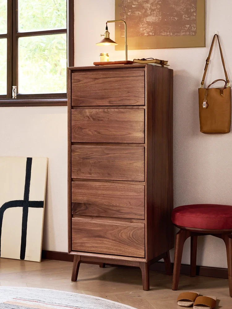 Шкаф Wudou минималистичный из черного ореха деревянный узкий шкаф для спальни