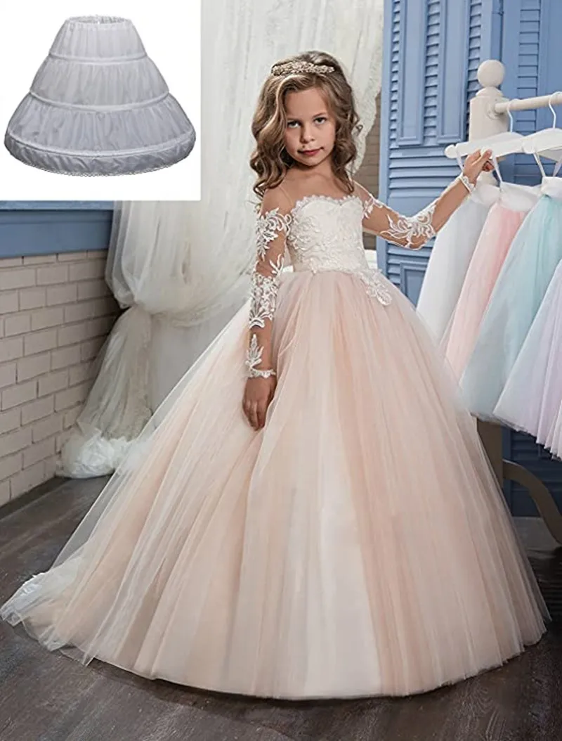 Белая подъюбник для детей юбка кринолин Cancan Slip Mariage 3 обруча свадебные аксессуары