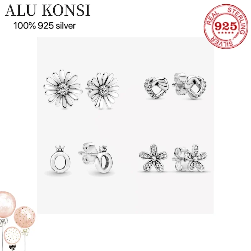 

Fit Original luxury 925 Sterling Silver authentic pan earrings For Women Moon star shape wings fashion wedding Jewelry