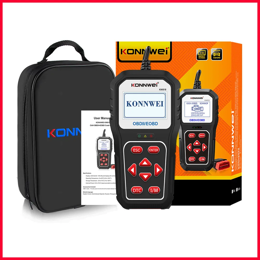 Тестер автомобильного аккумулятора KW818 12 В, считыватель кодов OBD2, диагностический инструмент, поддержка бесплатного обновления, печать данных на ПК