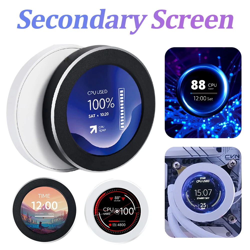 

2,1 дюймовый IPS USB вторичный экран 480x480 USB круглый ЖК-дисплей с водяным охлаждением процессор GPU RAM HDD бесплатное наблюдение AIDA64