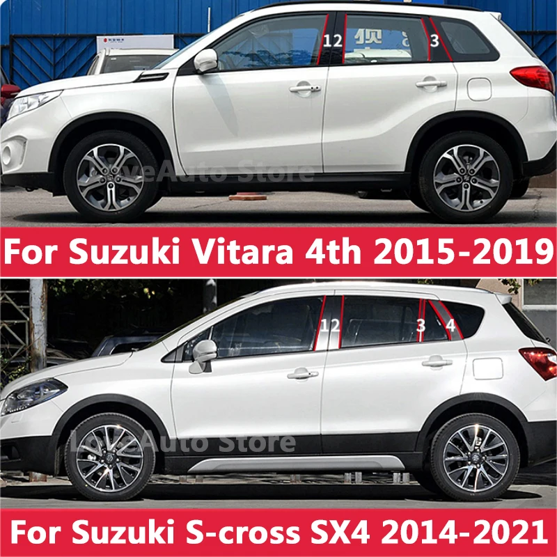 

For Suzuki SX4 S-cross Vitara Car Window Central Column B C Pillar Cover Trim Sticker Exterior Frame Accessories Cover