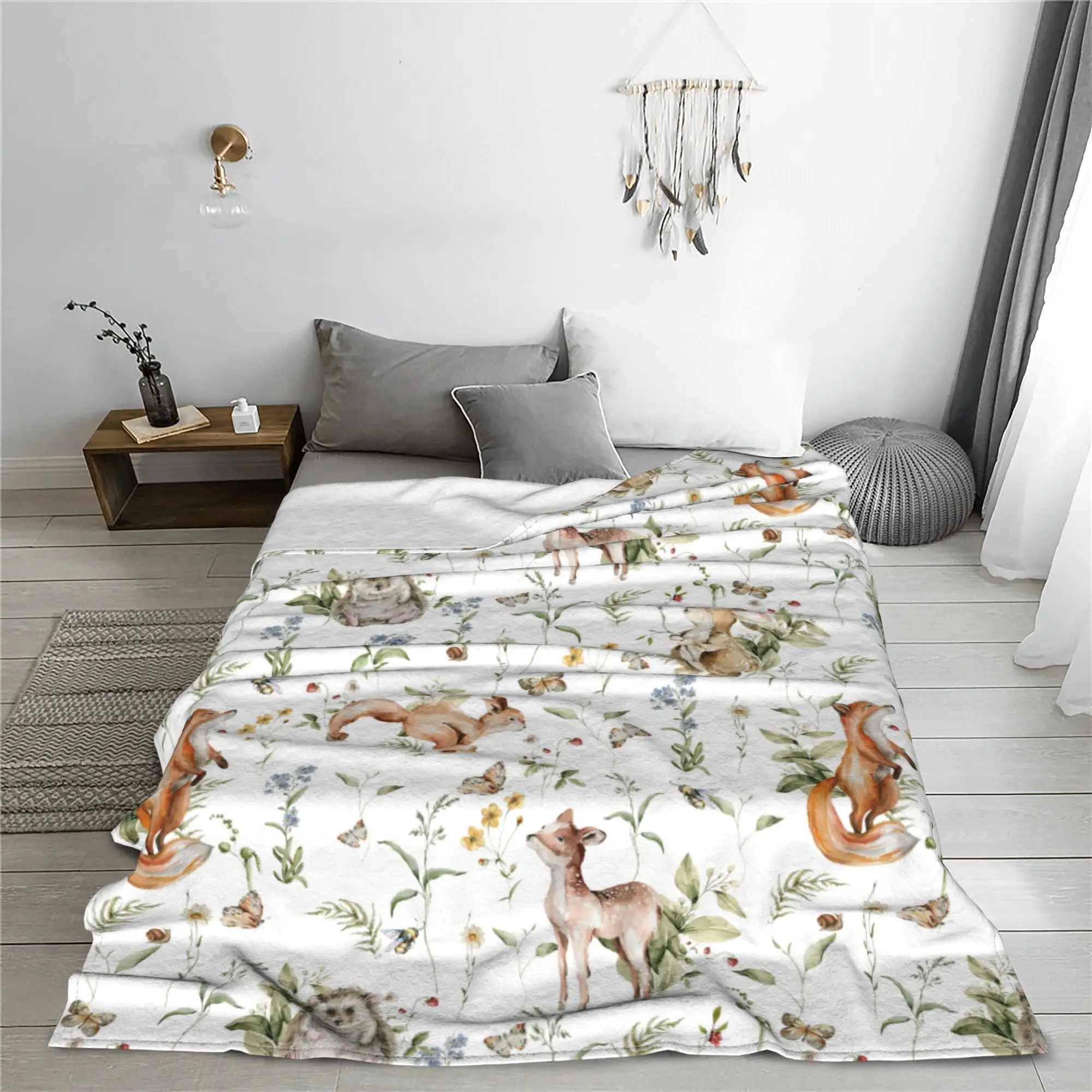 Мягкое плюшевое одеяло с рисунком кролика лисы Ежика