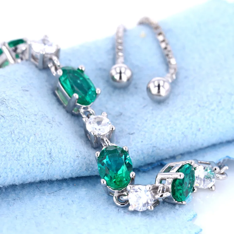 

Cultivated emerald bracelet 3 carat group 60 points Moissanite S925 holiday gift emerald bracelet jewelry gift