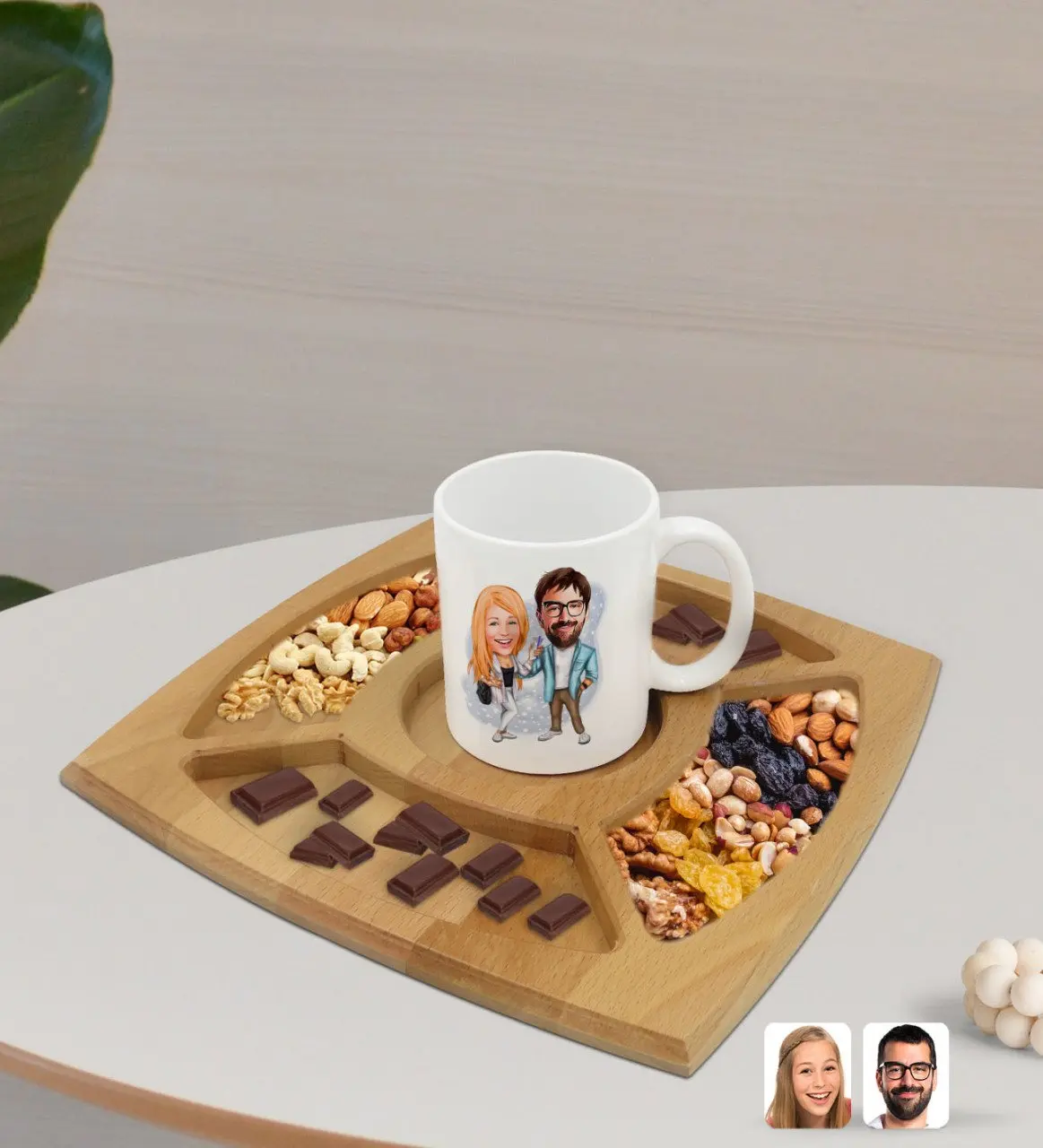 

Персонализированная белая кружка в стиле Дня Святого Валентина с 4 отделениями