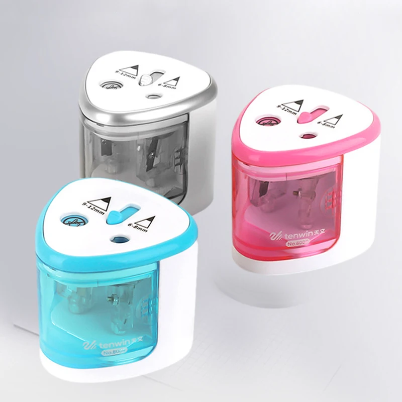 

1 Pcs Thick and thin double-hole electric pencil sharpener stationery automatic planer pencil electric pencil sharpener three-co