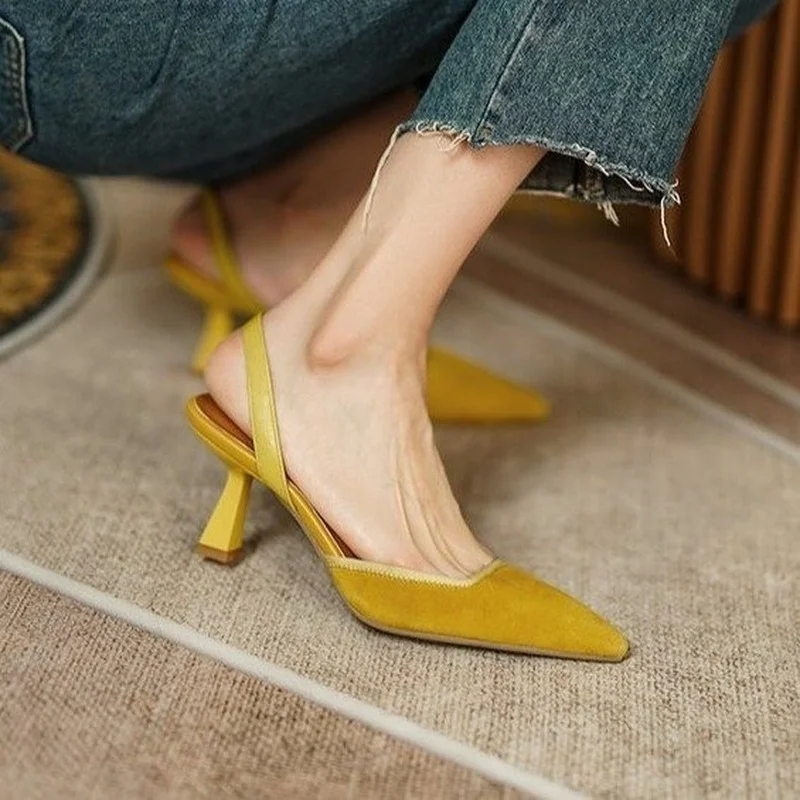 

Сандалии женские на шпильках с острым носком, простые пикантные туфли в стиле ретро, Формальные туфли с боковым отверстием, лето