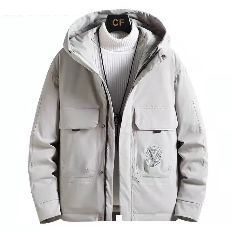 Hooded Down Jacket Men's Thickened Warm BreathableCasual Short Style Youth Coats Men Letter Print Fashion XXXL Clothing for Male