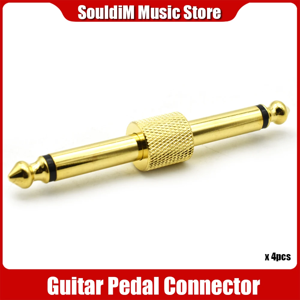 

4pcs Guitar Convert Instrument Effect Pedal Adapter JACK-JACK Connector Metal Solder Straight Converter Plug Patch Connect