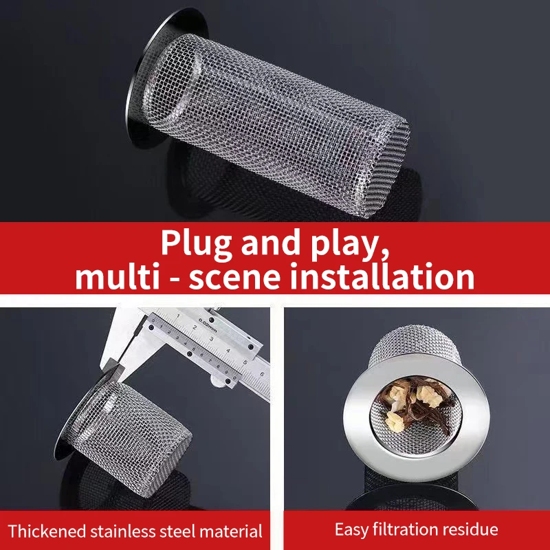 

Multifunctional Stain Steeless Floor Drain Filter Mesh Basket Filter Hair Trap Bathroom Kitchen Sink Anti-clog Slag Strainer