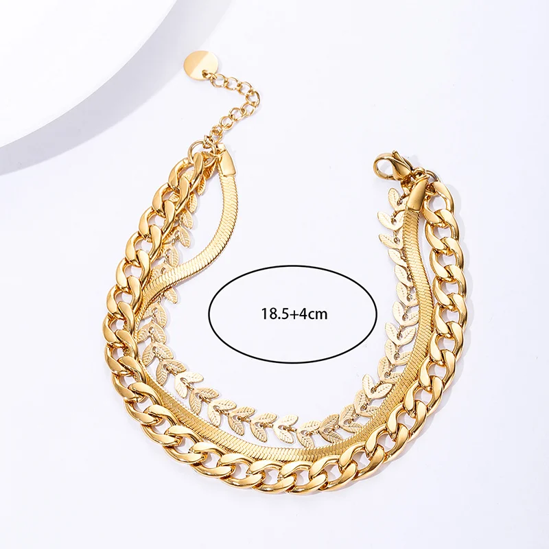 Новый женский браслет NINGAN трехслойная золотая цепочка и звено регулируемый