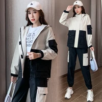 korean hooded sportswear suit womens spring and autumn 2022 new fashion trend loose work clothes leisure student two piece set
