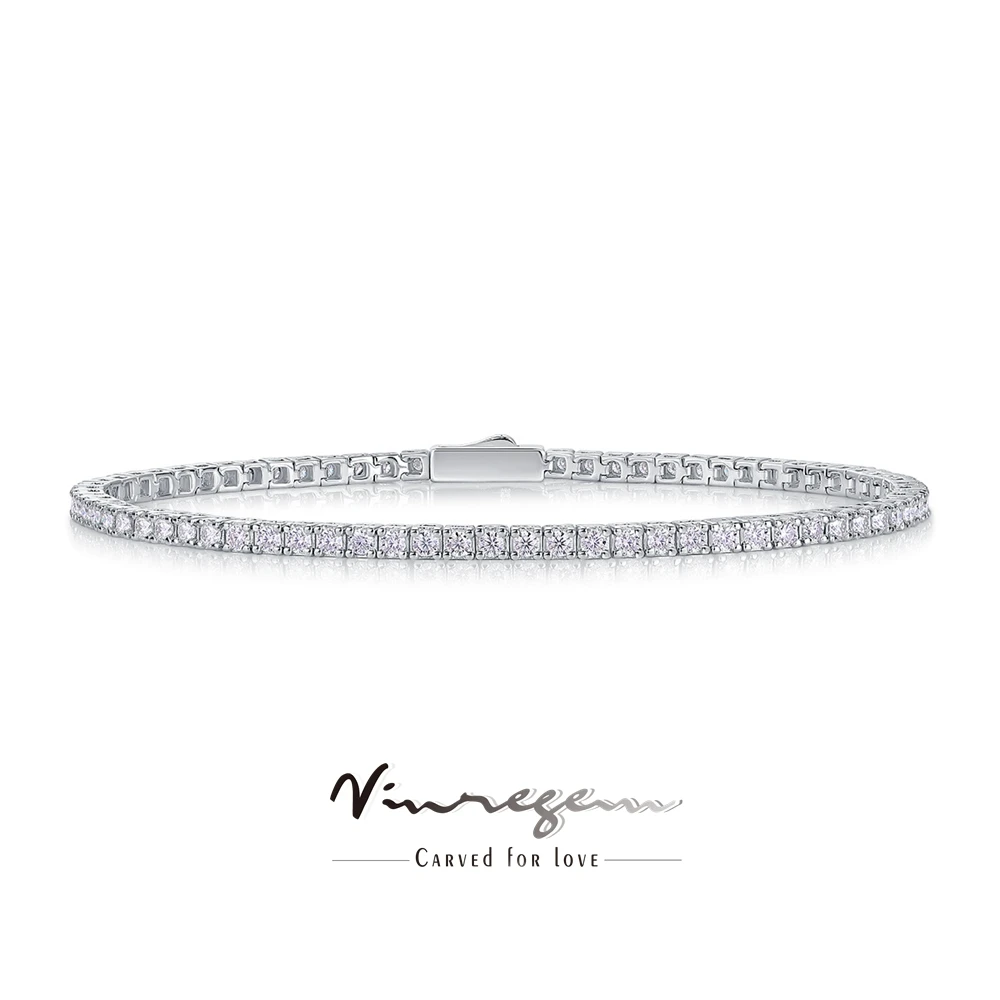 Vinregem VVS1 3EX D Цвет Сверкающие настоящие муассанитовые бриллианты 2 мм Теннисные