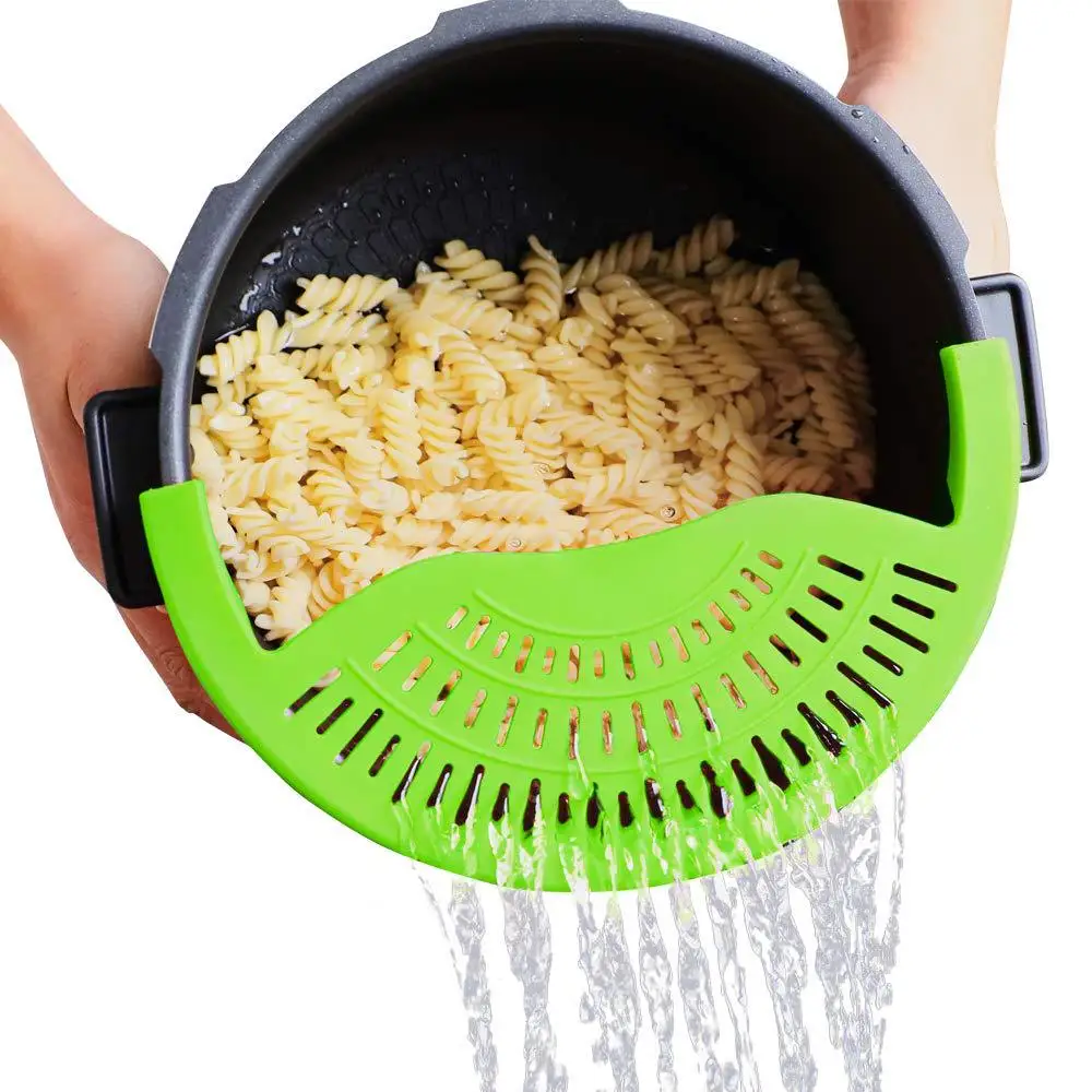 

Clip on Strainer for Pots Pan Pasta Strainer,Silicone Food Hands-Free Pan Strainer for Spaghetti,Berry,Ground Beef Fits All Pots