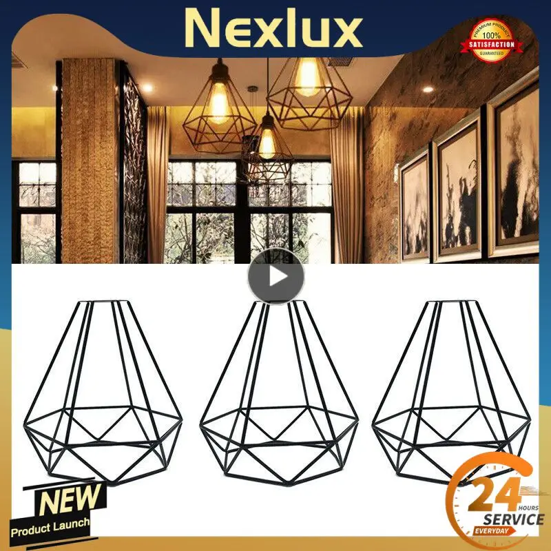 

Lampshade Only Retro Edison Metal Wire Cage Shaped Hanging Pendant Light Shade Chandelier Lamp Cover Shade Without Bulb