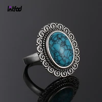 natural 10x14mm turquoise rings vintage womens 925 sterling silver ring anniversary party gift fine jewelry