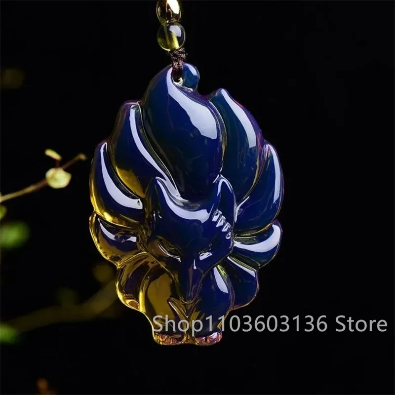 Подвеска в виде голубого янтаря с полированными бусинами для очистки воды