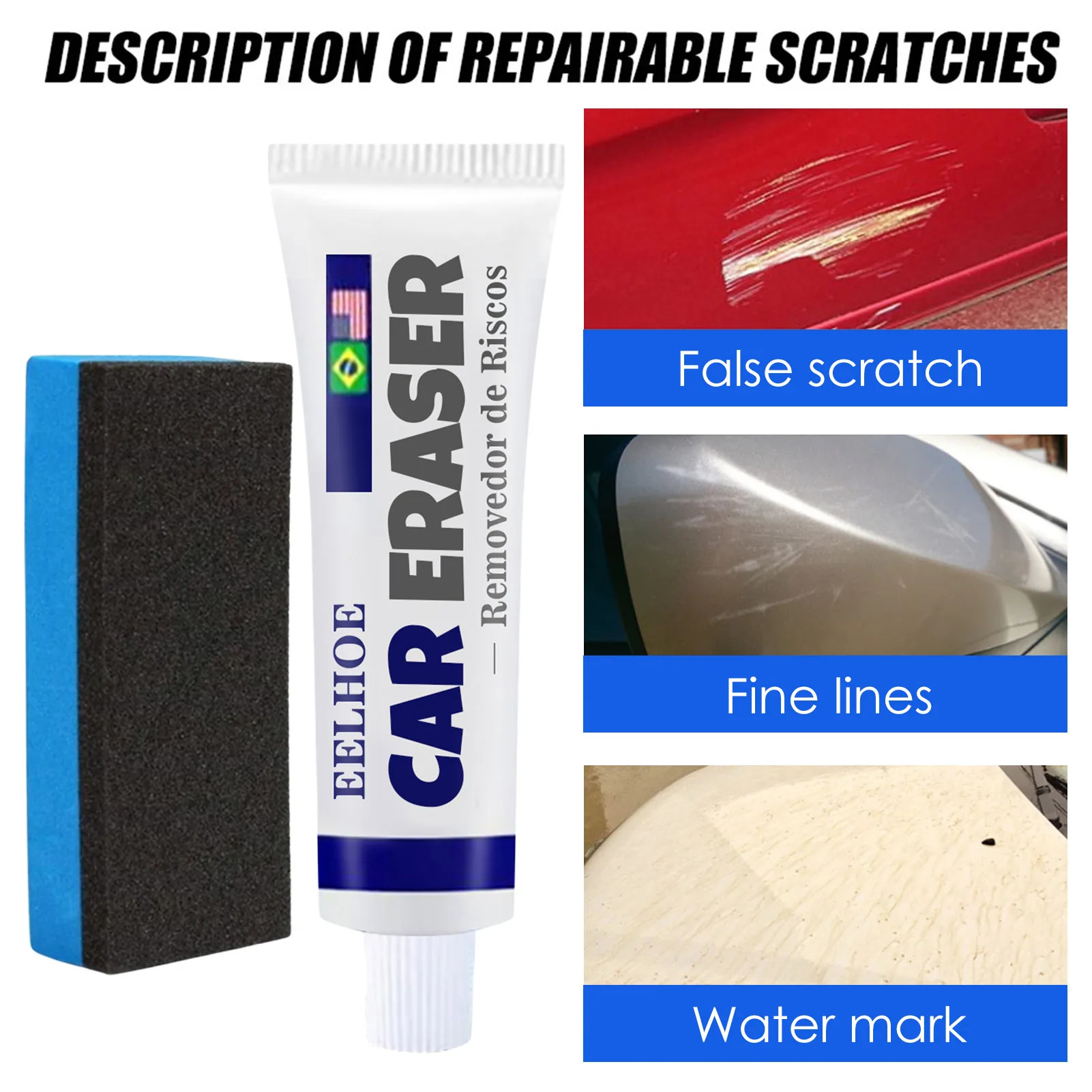 

Car Scratch Remover Car Ceramic Coating Wax Quick Coat Car Paint Scratch Repair Car Polish With Sponge Car Wax Car Care Easily