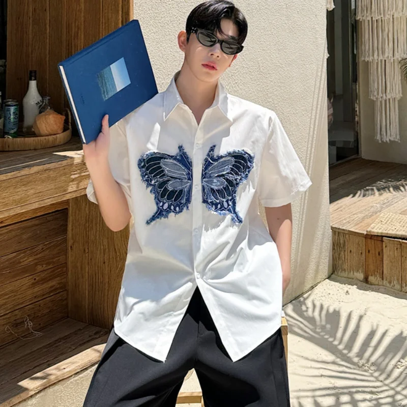 Рубашки в нишевом стиле для мужчин джинсовая индивидуализированная Женская