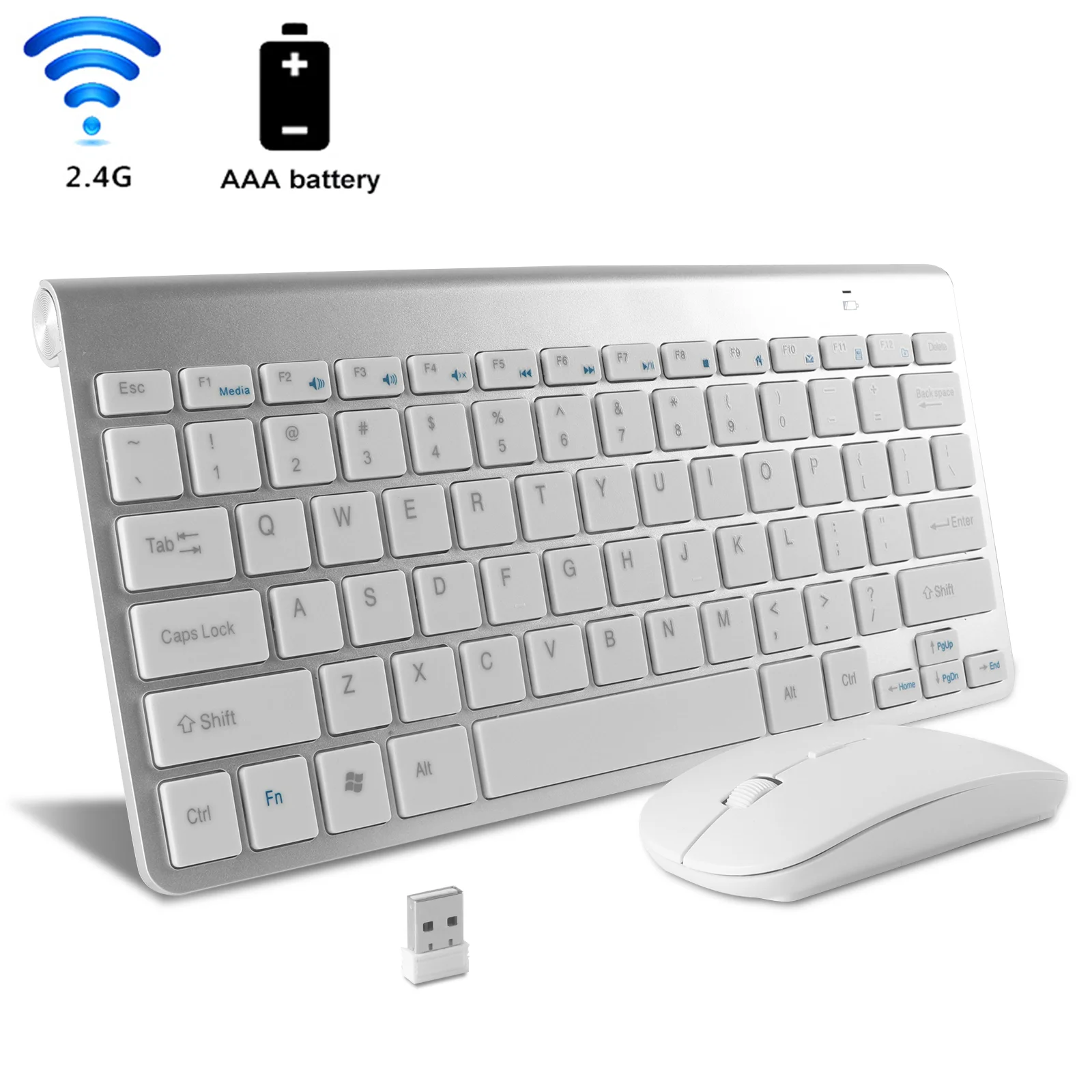 

2.4G Wireless Silent Keyboard Gaming Mini Thin Keycap Portable Keyboard Mouse Combos Set For Computer Windows Laptop PC Tablet