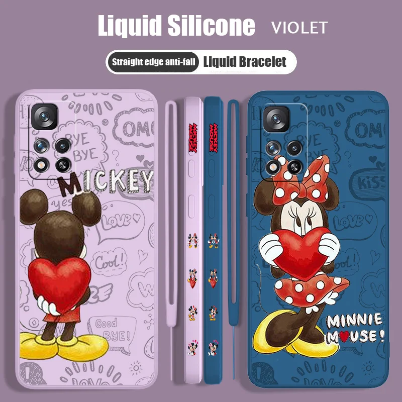 

Disney Mickey Mouse Love For Redmi Note 12 11T 11S 11E 10S 10T 10 9S 9T 8 Pro Plus Lite Max Liquid Left Rope Phone Case