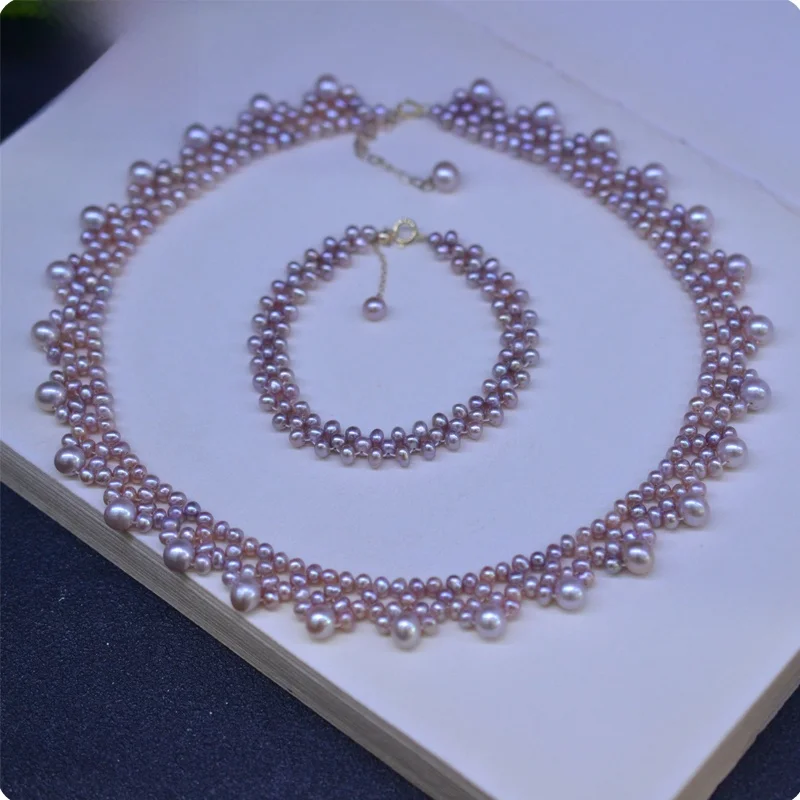 Сокровище песка ■ Оригинальный натуральный 6-7 мм рядом с круглым жемчугом