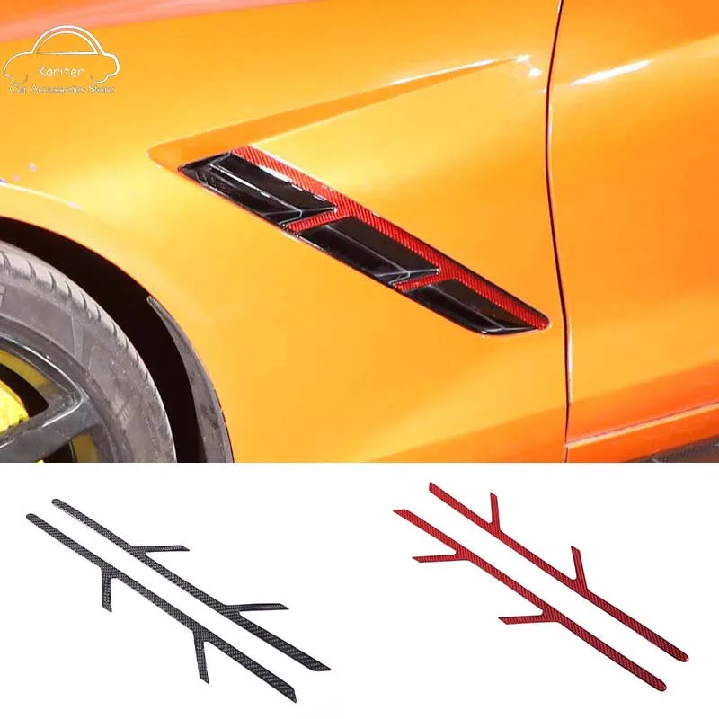 

For Chevrolet Corvette C7 2014-2019 Soft Carbon Fiber Fender Side Air Vent Decorative Sticker Exterior Molding Accessories