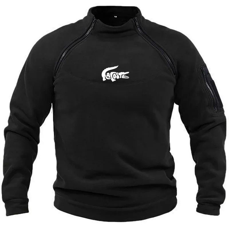 

Роскошные спортивные топы с принтом для спортзала, мужская повседневная тактическая полярная ветрозащитная куртка, теплый пуловер на молнии