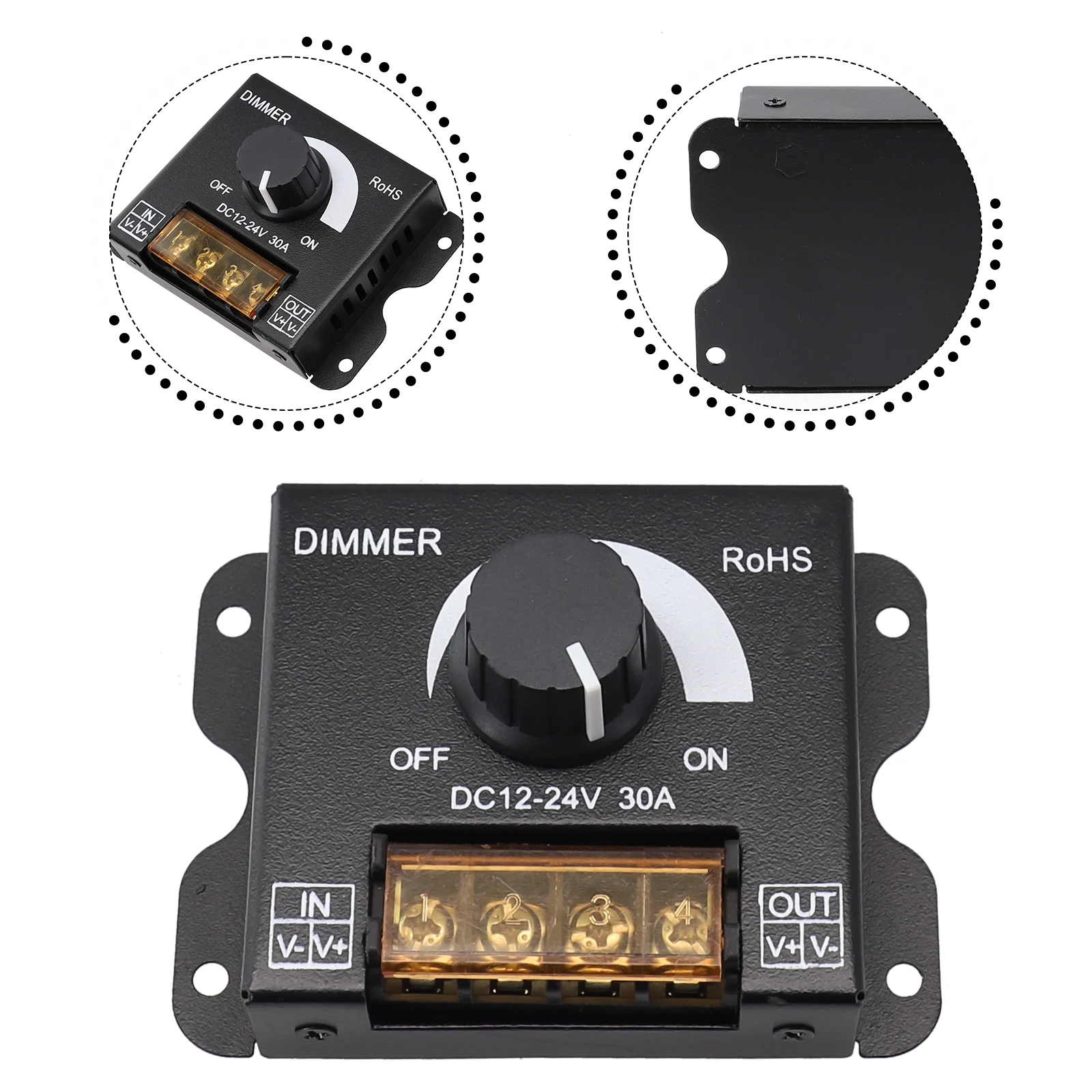 

Parts Dimming Controller Switch 30A Accessories DC 12V/24V Dimmer Knob Controller For Single Color Strip Light