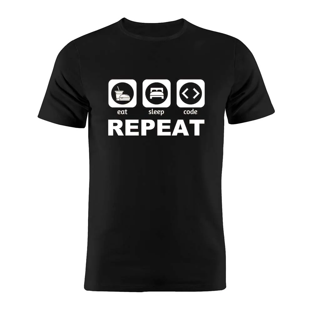 

100% Cotton Unisex Shirt Programmer Eat Sleep Code Repeat Developer Coder Minimalist Artwork Gift Tee