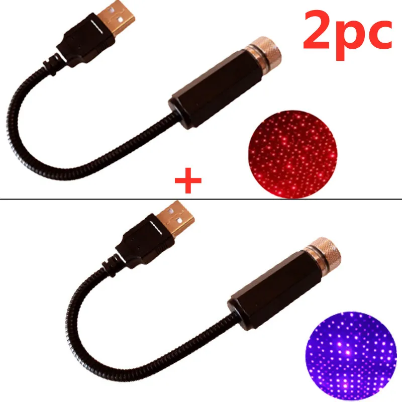 

2 шт., Автомобильный светодиодный светильник «звездное небо», 5 В