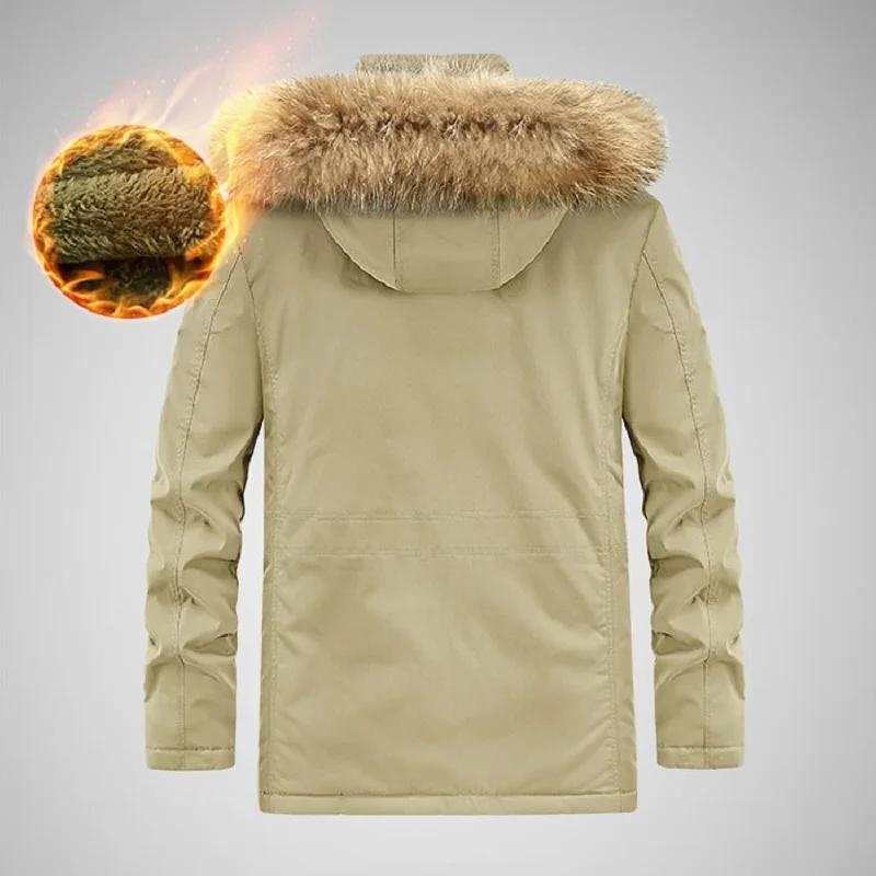 Oversized Mid-length Plus Velvet Winter Coat Men  Casual Detachable Hooded Thick Warm Jackets Outdoor Waterproof Jacket  Parkas