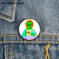 trippy alien mushroom printed pin custom funny brooches shirt lapel bag cute badge cartoon jewelry gift for lover girl friends