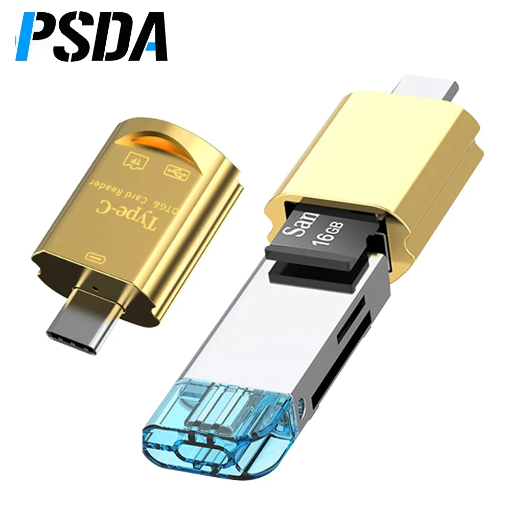 PSDA Universal TF Card Reader Type-C Converter For Samsung S8 For MacBook Type C to &USB OTG USB-C Power Adapter