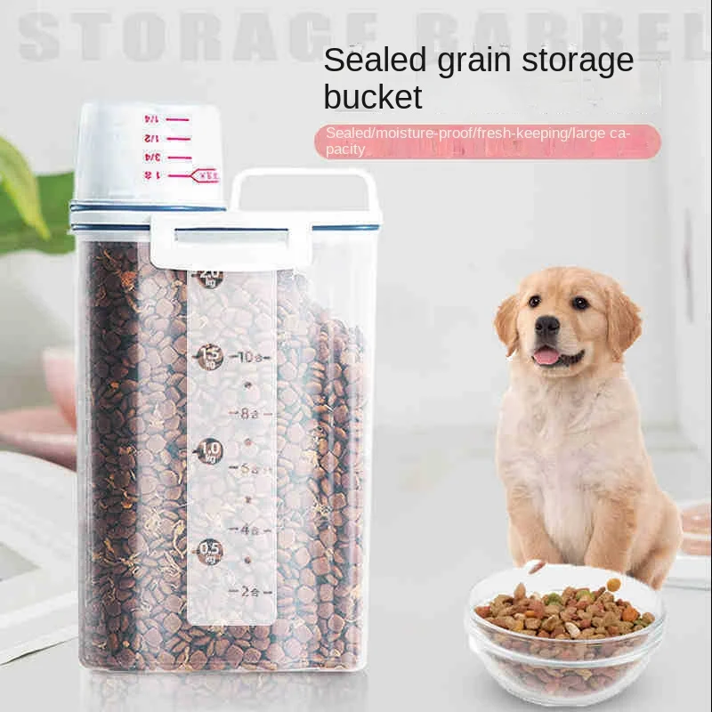

Dispenser Pots Box Cup Dog Damp-proofing Dog Measuring Pet Bottles Plastic Jar Pet Feeders Supplies Storage With Container Food