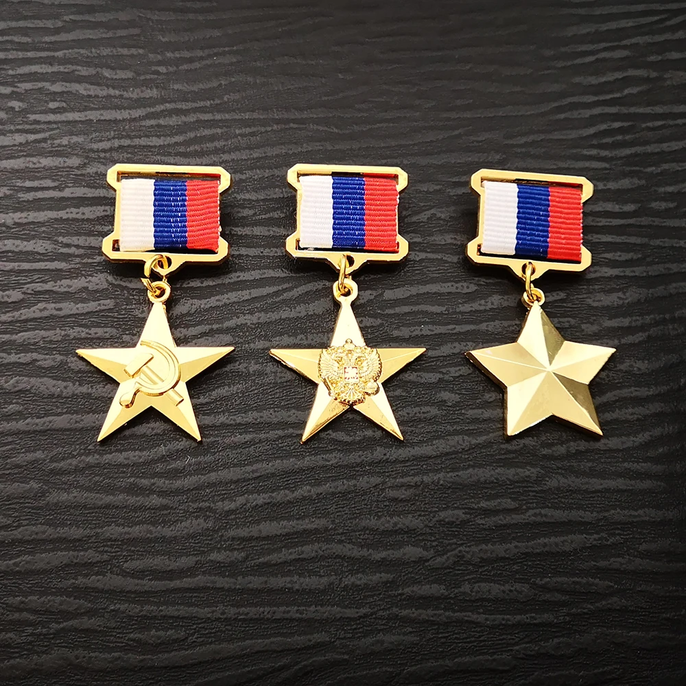 Российский двуглавый значок с орлом, Классическая коллекция медалей, сувениров, пятиконечная звезда, герой рабочего порядка героев