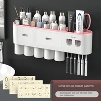 automatic toothpaste dispenser squeezer toothbrush holder tooth brush holder wallmounted organizer storage bathroom organizer