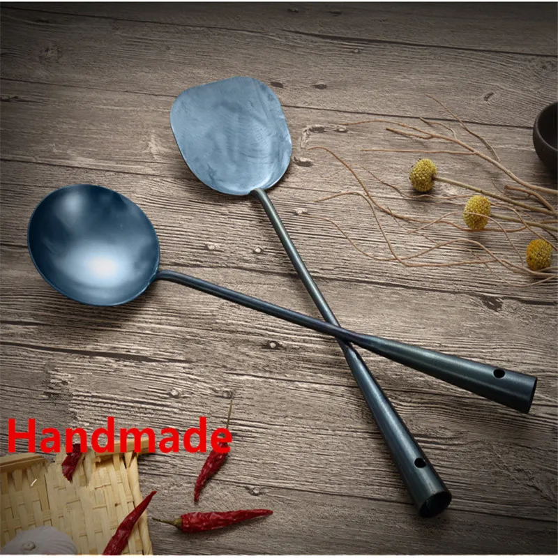 

Durable Portable handmade iron Non stick Turner Ladle Food Wok Spatula Spoon Kitchen Tools Cooking Utensil Cookware utensils