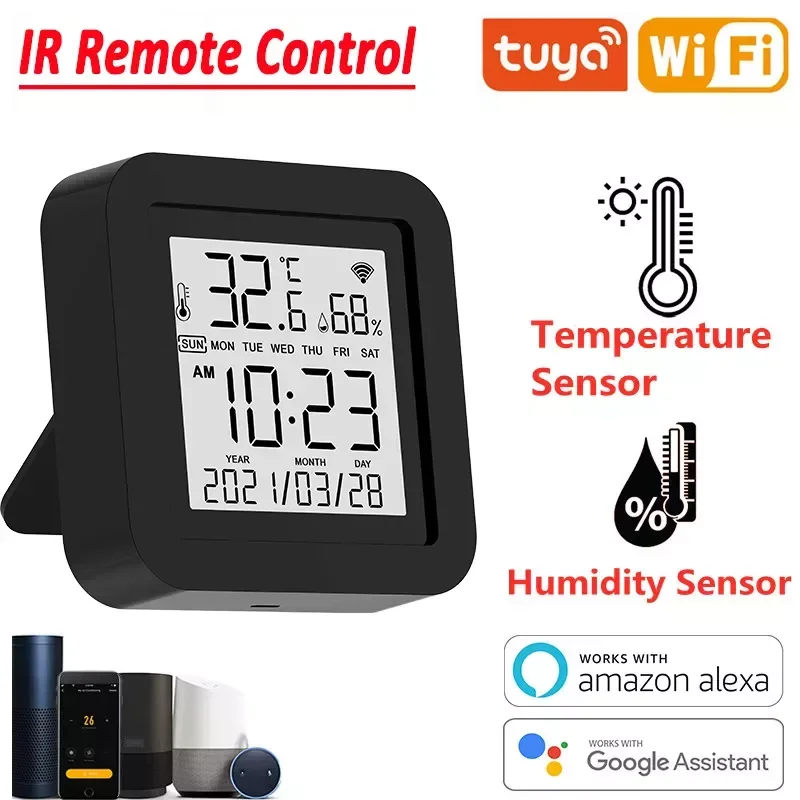 

WiFi IR Remote Control with Temperature Humidity Sensor Display Smart Infrared For AC TV DVD, Alexa Home